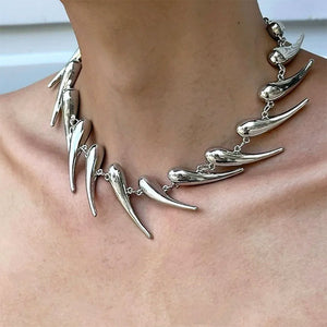 Grunge Aesthetic Spike Choker Necklace