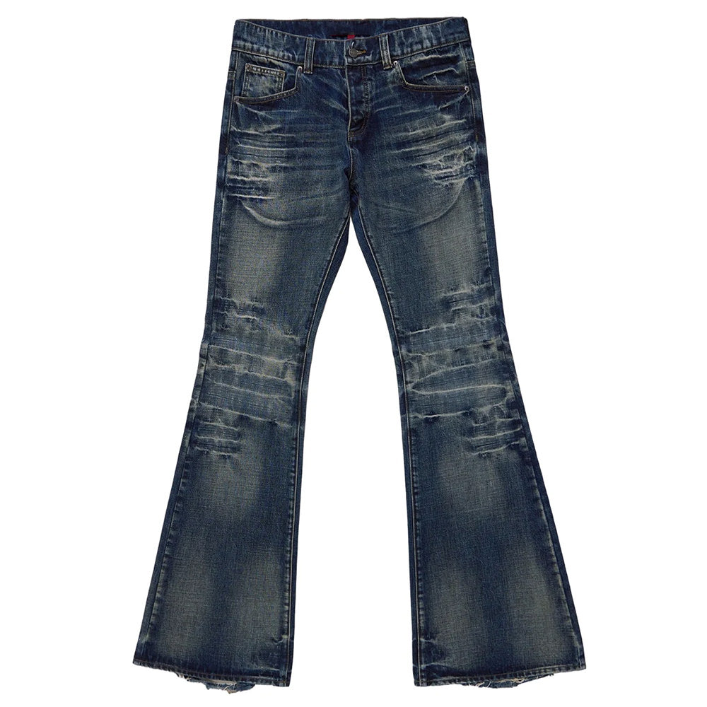 Grunge Distressed Flare Jeans
