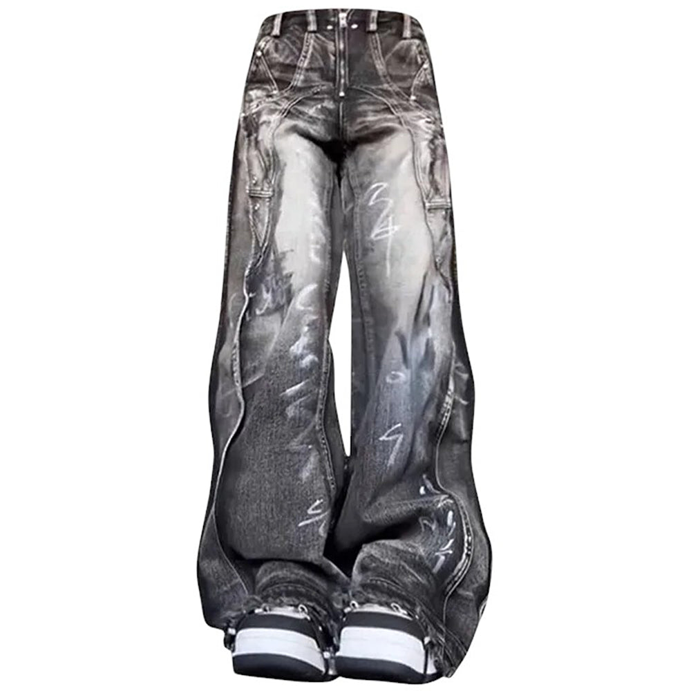 Grunge Wide-Leg Cargo Jeans