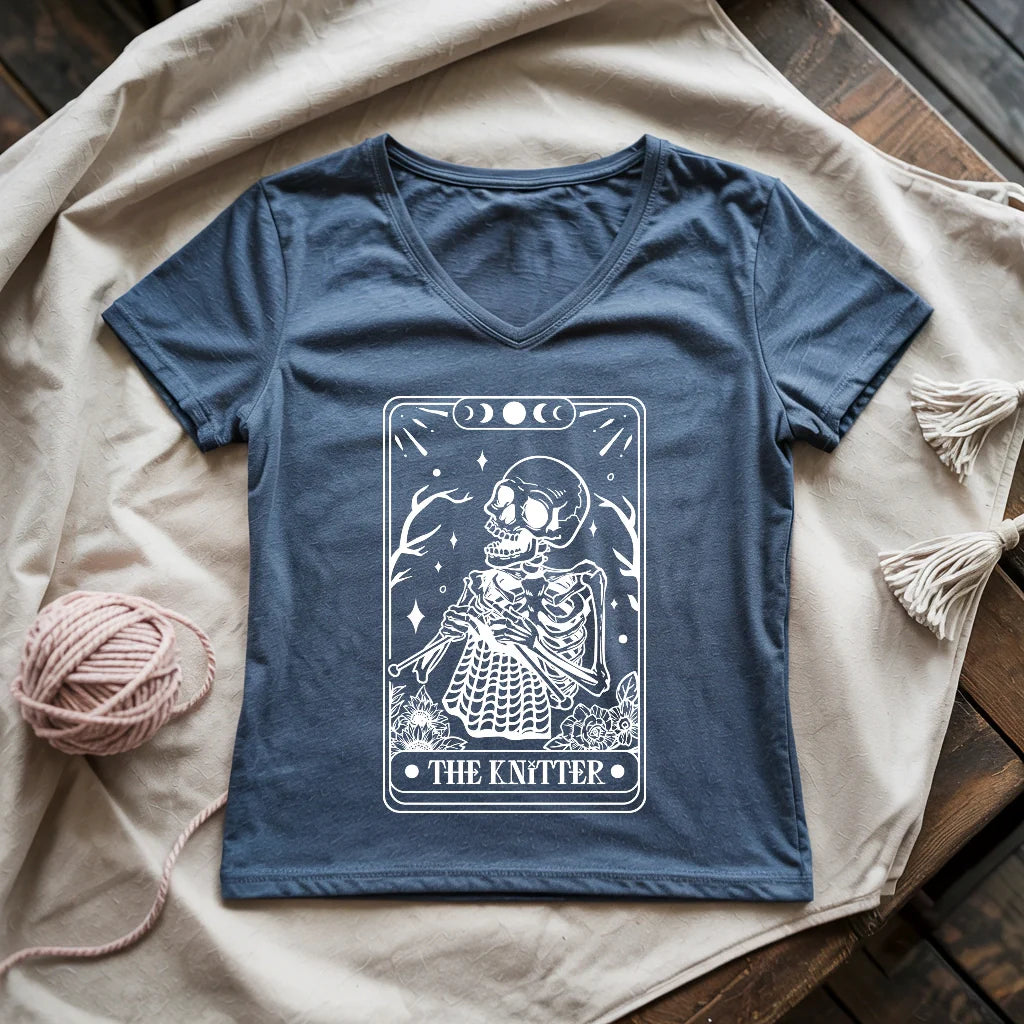 Knitter Tarot Card Lady V-neck