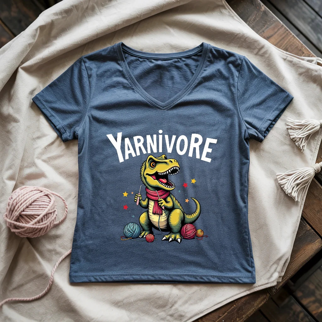 Yarnivore Crocheter Lady V-neck