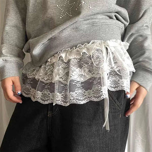 Lace Layered Mini Skirt Belt
