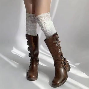 Lace Trim Knee High Socks