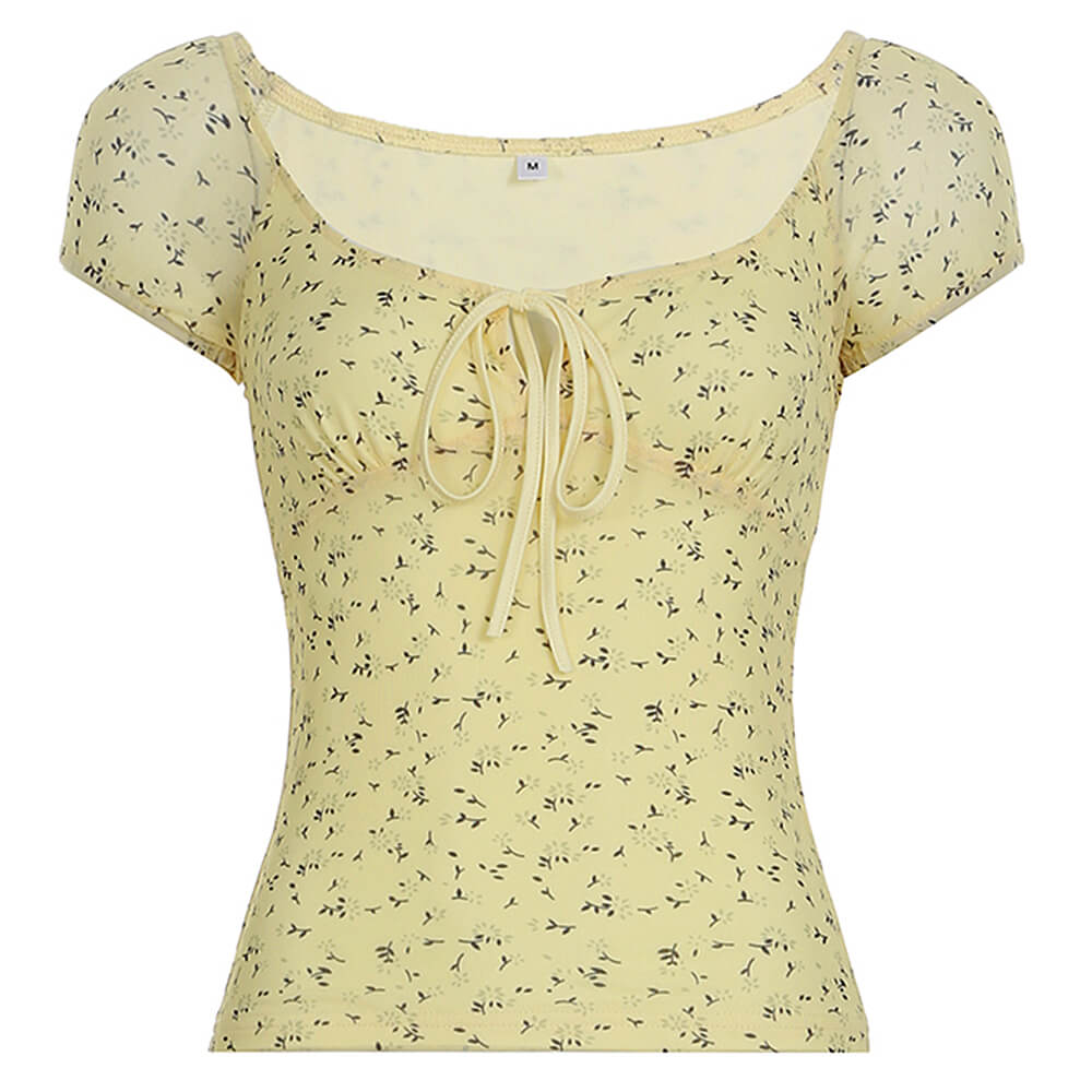 Lemon Sorbet Cottagecore Floral Top
