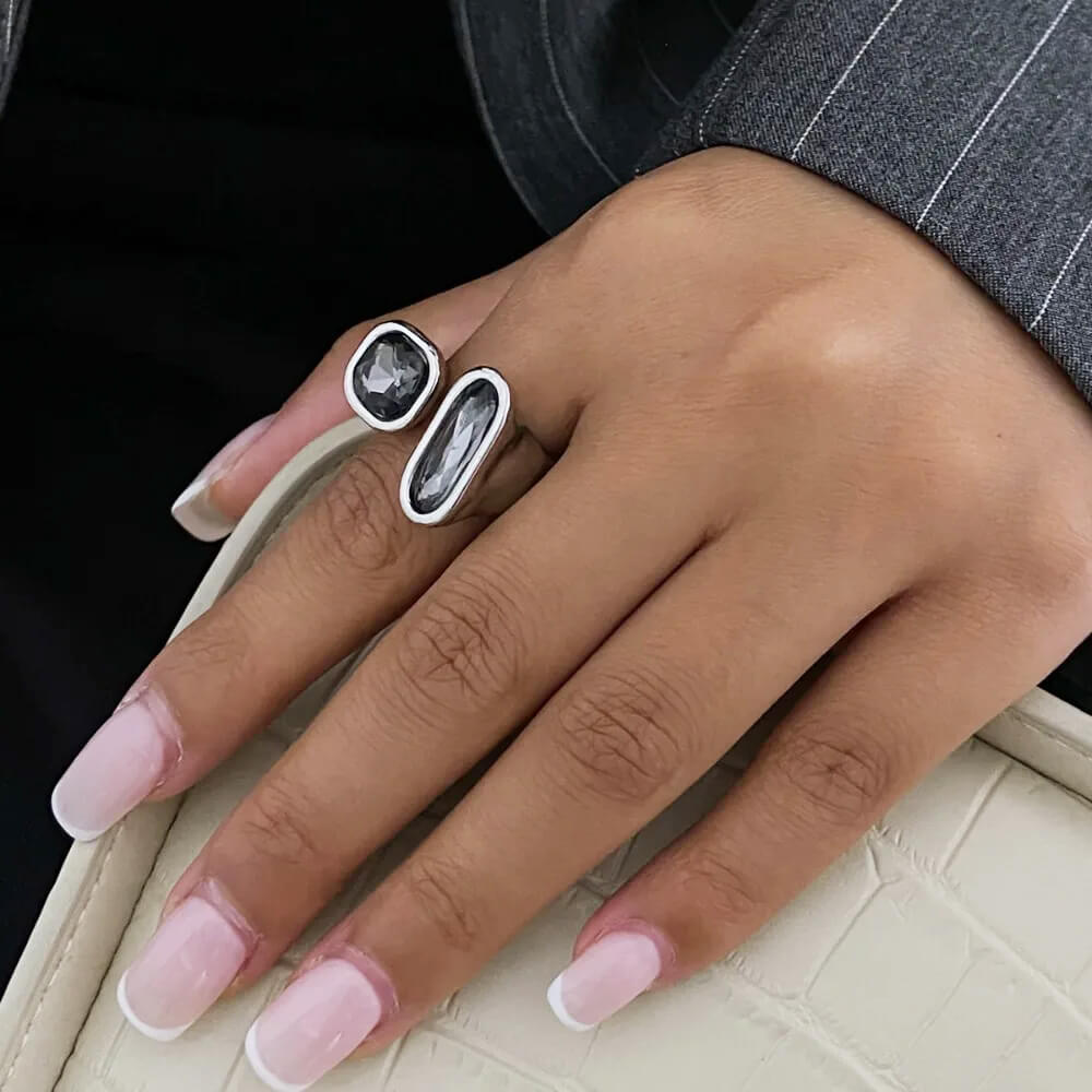 Minimalist Aesthetic Silver Ring Set