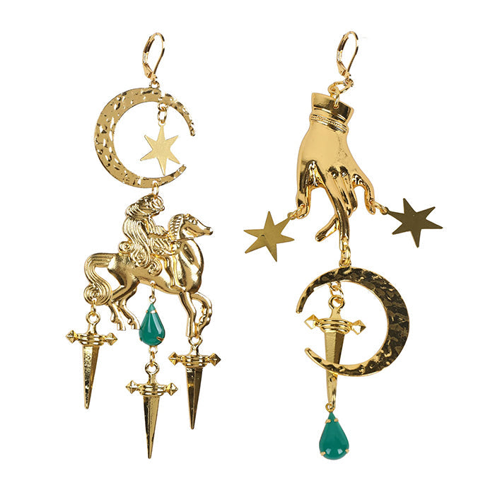 Moon Pegasus Witch Earrings