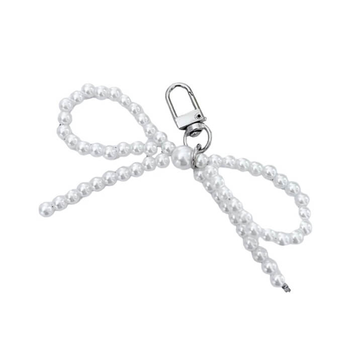 Pearl Beaded Bow Keychain