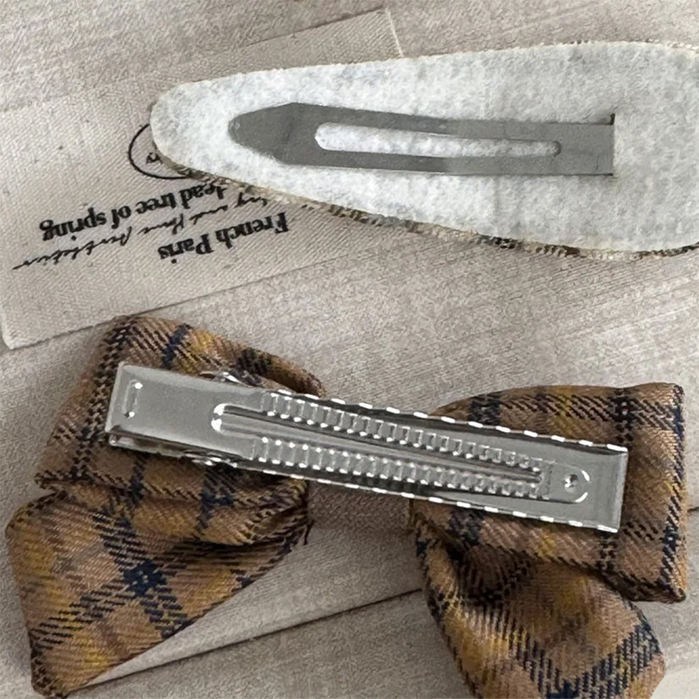 Preppy Bow Embroidery Hair Bow Set