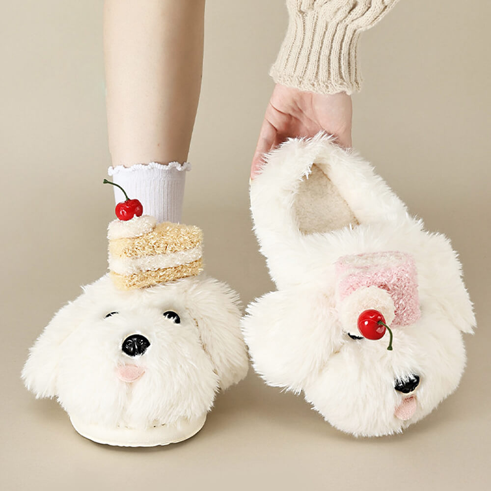 Puppy & Cake Fluffy Slippers