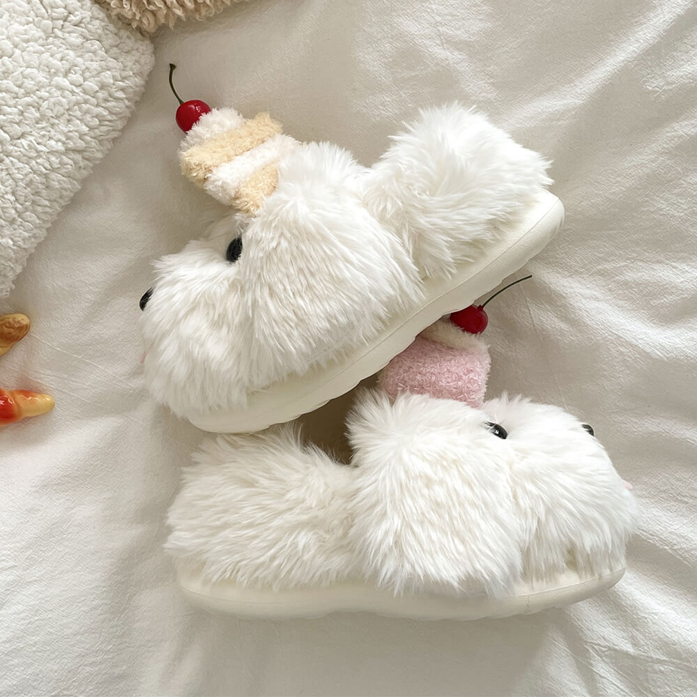 Puppy & Cake Fluffy Slippers
