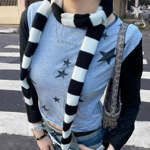 Y2K Skinny Striped Scarf