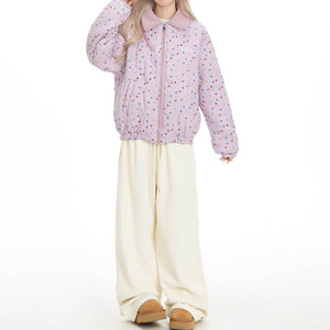 Soft Girl Pink Heart Pattern Jacket