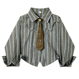 High School Crush Striped Cropped Shirt