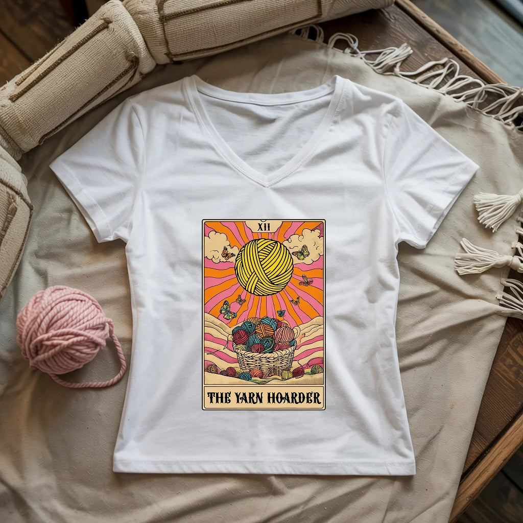 Yarn Hoarder Tarot Lady V-neck