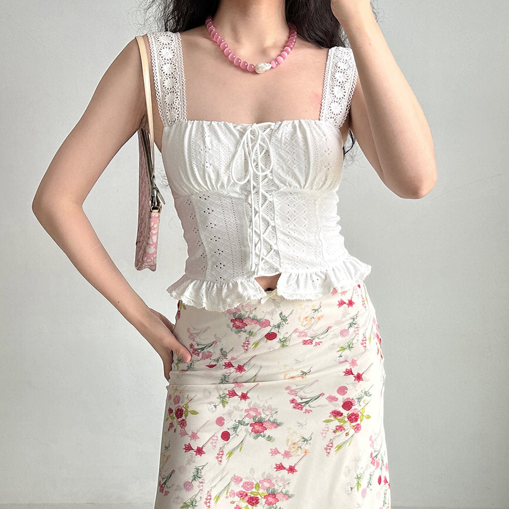 Flirty Babe Lace Up Corset Top