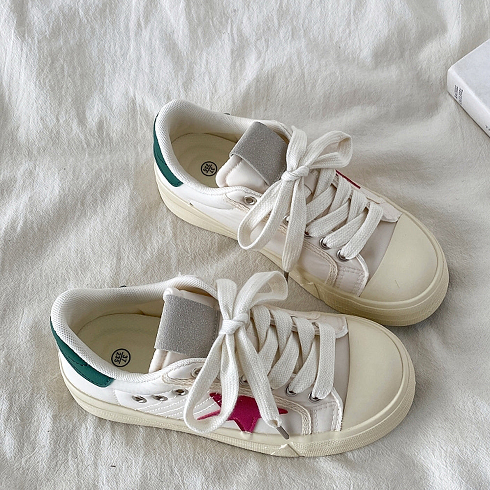 White & Red Star Sneakers