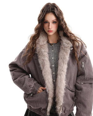 Not Your Babydoll Fur Trim Bomber Jacket