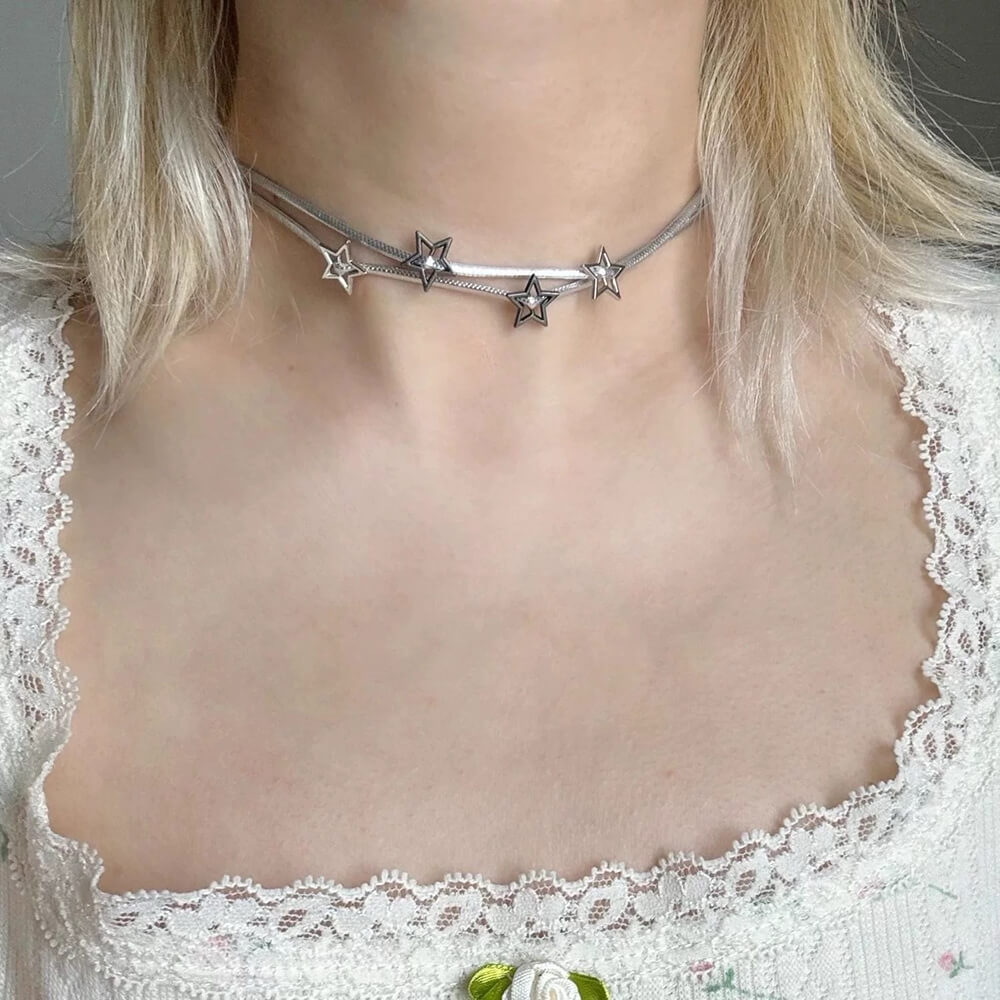 Y2K Layered Choker Necklace