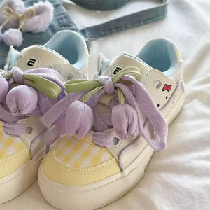 Yellow Tulip Aesthetic Sneakers
